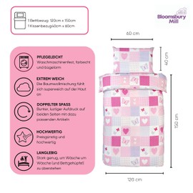 Bloomsbury Mill Children’s Hearts & Butterflies Patchwork Bedding Set