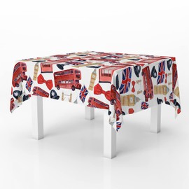 Xtremepads Watercolor London Texture Pattern Pattern - Square Linen Tablecloth, 52" x 52" inches Washable Decorative Table Cloth