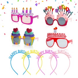 SEPTPARTY Funny Sunglasses & Costume Masks for Birthday Parties, Multi-Shaped Novelty Shades to Add Humor to Any Festivity(4PACK-B)