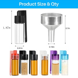 6 Stück Dosierer Pulver, Gewürzpulver Dosierer Werkzeug Set mit Löffel und Trichter, Auslaufsichere Mini Aufbewahrungsflasche, Wasserdichte pulver Dosierer für Outdoor, Camping, Reisen