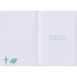 Religious Baptism Greeting Card with Christian Symbols, 13 x 19 cm