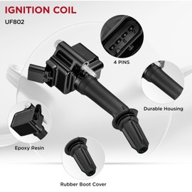 SYKRSS Set of 4 Ignition Coil Pack UF802 and Iridium Spark Plugs 91970 Compatible with Chevy Equinox Malibu Cruze GMC Terrain Buick Encore L4 1.4L 1.5L Replaces 12635672 GN10797 12670053 C2036 C-939