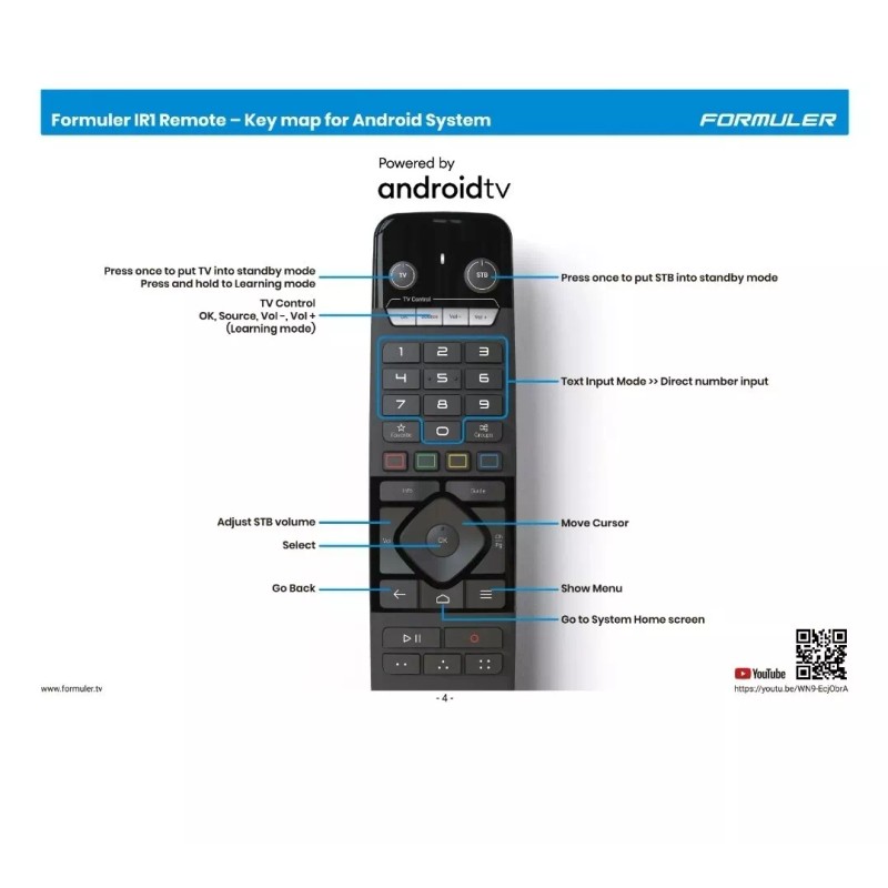 Formuler GTV-IR1 Hybrid Remote Control Works with all Formuler &
