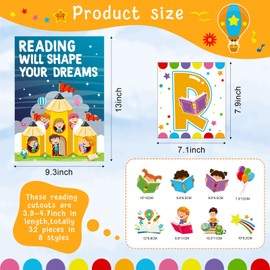 Zonon 45 Pcs Reading Classroom Decorations Reading Bulletin Board Poster Banner Set Elementary Educational Prints Poster Rainbow Classroom Supplies Wall Decor for Teachers Preschool Elementary Library