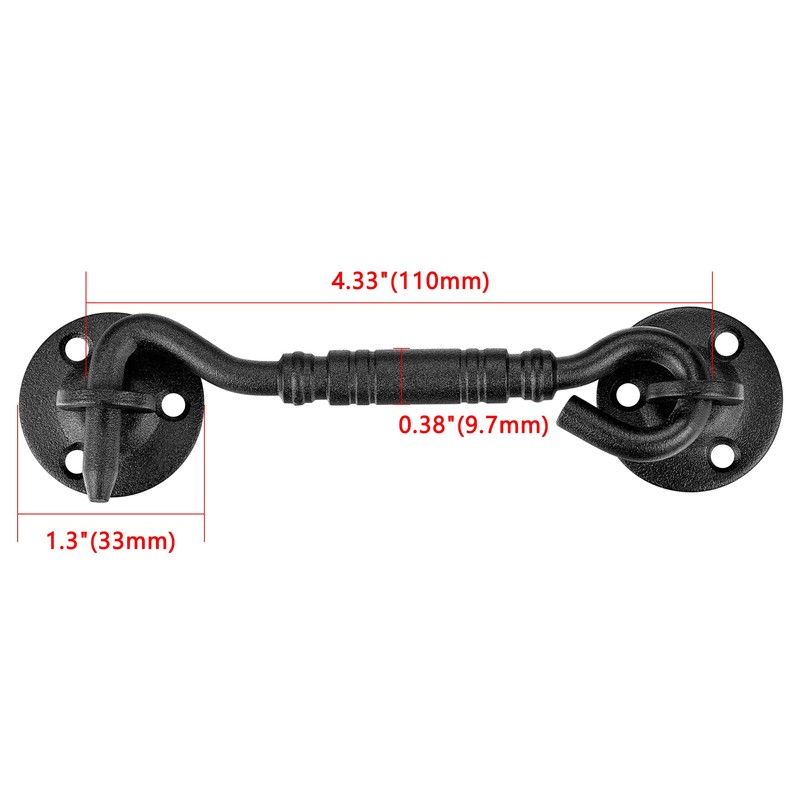 INIRET 2 Packs 4”Barn Door Latches，Matte Black Heavy Duty Solid
