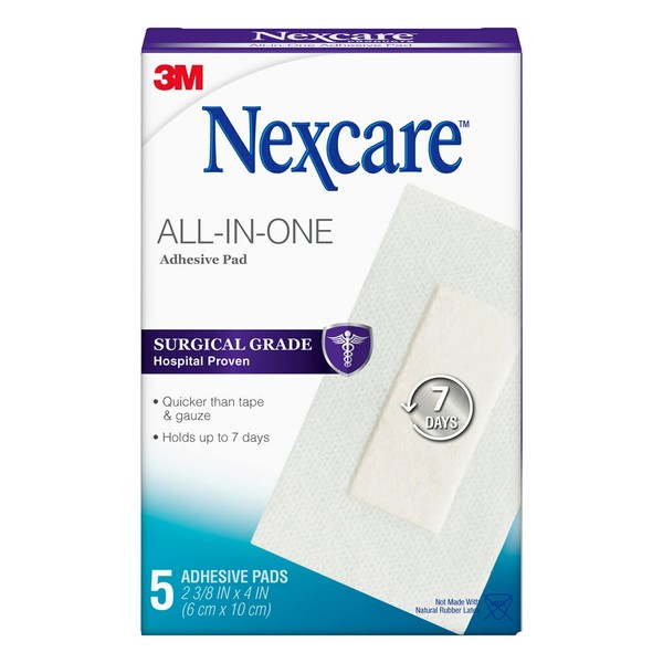 Nexcare All-In-One Adhesive Pads, 2.375 x 4 in, 5 Count