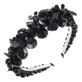 scicent Hairband Black Headband for Women Fashion Hair Band for Makeup Vintage Rhinestone Head Band for Girls Party Wedding Hair Accessories for Women Fashion Head Hoops for Daily Wearing - 27819