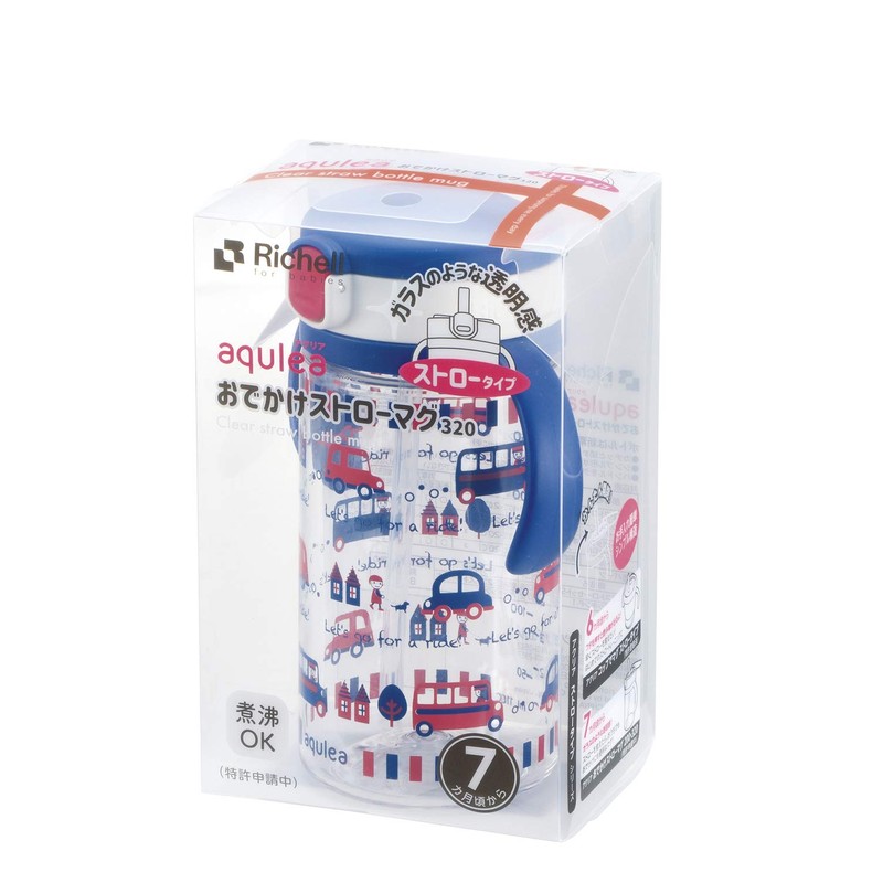 Richell Aclea Straw Mug R 320, Navy Blue, 1 Piece,