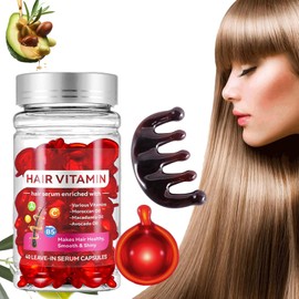 Haar-Vitamin-Serum-Kapsel,40 Capsules Haar Vitamine,Leave-In Hair Vitamins Capsule Haarbehandlungsserum Kapseln für die Haarpfleg, Anti-Frizz Reparatur Hair Vitamins Oil für Alle Haare