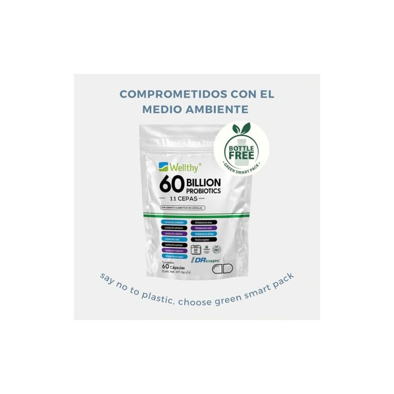 Wellthy Probioticos 60 Billones 11 Cepas. 60 Cápsulas 2 meses