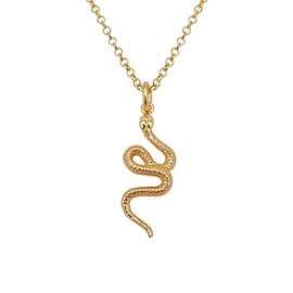 Kiara Jewellery Yellow Gold Plated 925 Sterling Silver Chinese New Year Snake Pendant On Matching 18" Italian Diamond Cut Chain.