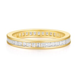 SHINYSO Wedding Band for Women Princess Cut Cubic Zirconia CZ Ring Eternity Band Engagement Stacking Promise Rings for Her Gold Size 6.5