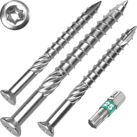 Terrace Screws 5 x 70 T-Inox - Pack of 100 Hardened Stainless Steel C1, Torx 25 Including Stainless Steel Bit - AISI 410 Martensitic