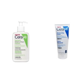 CeraVe Limpiadora Crema-Espuma Hidratante Facial Diaria para Piel Normal a Seca 236ml  Crema Hidratante 170gr Hidrante diario para rostro y cuerpo... 