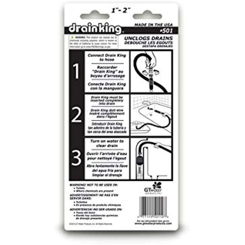Drain King 501 Unclogs Bathroom Sinks, Showers, and Swimming Pool