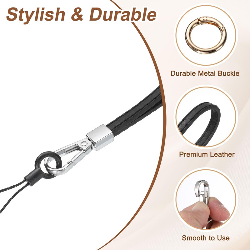 sourcing map Smooth Leather Wristlet Strap, Prevent Drop Wrist Lanyard