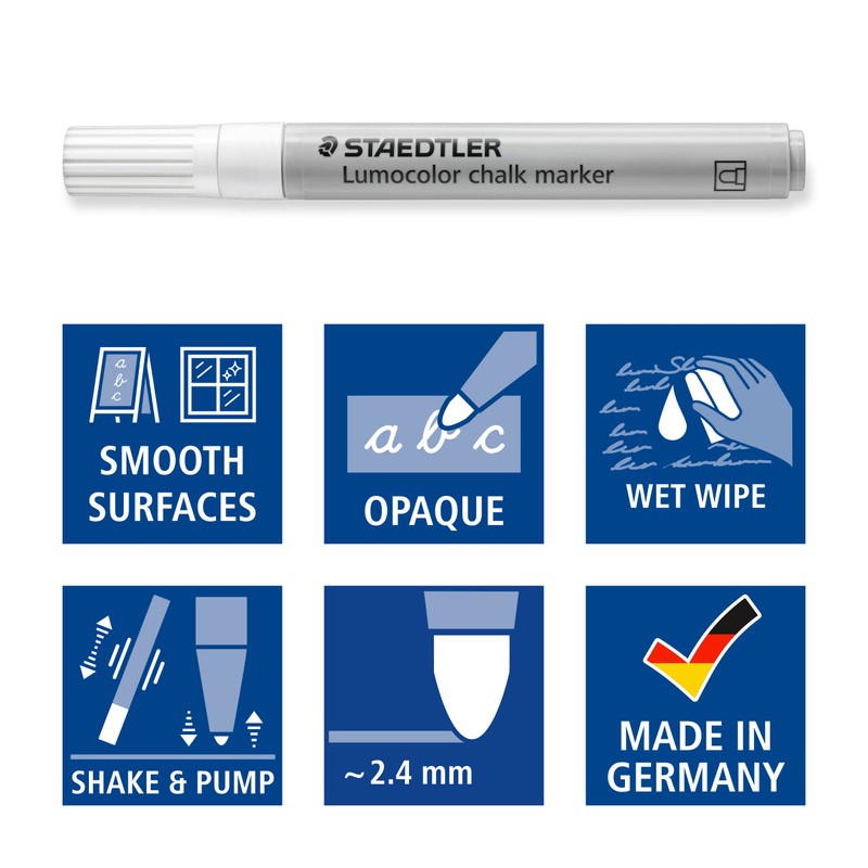 STAEDTLER 344-0 Design Journey Chalk Markers - White, 2.0mm (Box