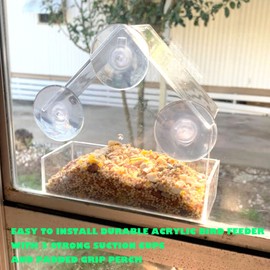 Bird Feeder Birds House for Outdoor, Window Bird Feeder with Strong Suction Cups for Wild Birds, Cardinal, Bluebird