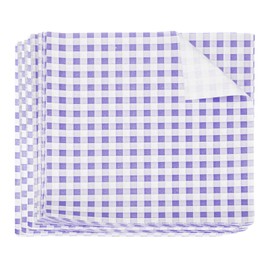 HARFINGTON 500pcs Square Checkered Wax Paper Sheets 7.09" x 7.09" Oil-absorbing Dry Food Wrapping Paper for Sandwich Baking Paper Liners Picnic Basket Bread Hamburger Wrap Kitchen, Purple