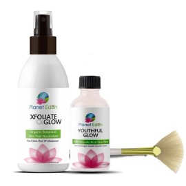 Planet Eden Glycolic Acid Skin Chemical Peel Kit with Skin Peel Neutralizer & Fan Brush - 40%