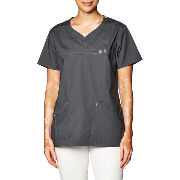 WonderWink Women's Wonderflex Patience Scrub Top, Charcoal, X-Large