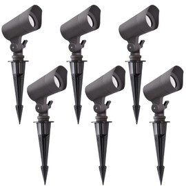 E ENERGETIC LIGHTING LED Landscape Lights with Connectors, 12V Low Voltage, Warm White 3000k, 4W, 175LM, Outdoor Waterproof Garden Pathway Lights Wall Tree Flag Spotlights with Spike Stand, 6 Pack