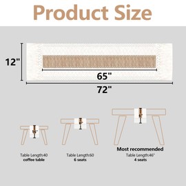 Alijoy 2 Pcs Boho Table Runner – Farmhouse Decor Macrame Runner Table Cloth with Tassels for Home Decor, Kitchen Decor, Living Room Decor, Centerpiece Table Decorations(Brown/Beige, 12x72 Inches)