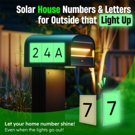 House Numbers for Outside Light Up Solar - Solar House Numbers for Outside on Mailbox or Sign - Glow In The Dark Lighted Number 7 - Illuminated for Easy Address Discovery