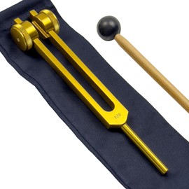 128 Hz OTTO Tuning Fork for Healing with Drawstring Pouch - OSTEOPHONIC application for Sound Healing and Biofield Therapy - Gold