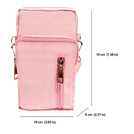 WESTEND CHOICE Women Crossbody Phone Bag Small Cross Body Bag Armband with Headphone Port for cellphones Nylon Mini Crossbody Shoulder Bag with Detachable Adjustable Strap (Pink)