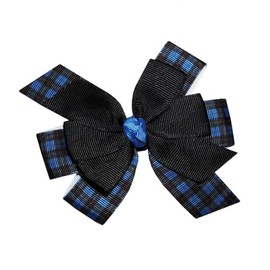 WD2U Girls 4.5" Scottish Blue Tartan Plaid Woodland Hair Bow Alligator Clip