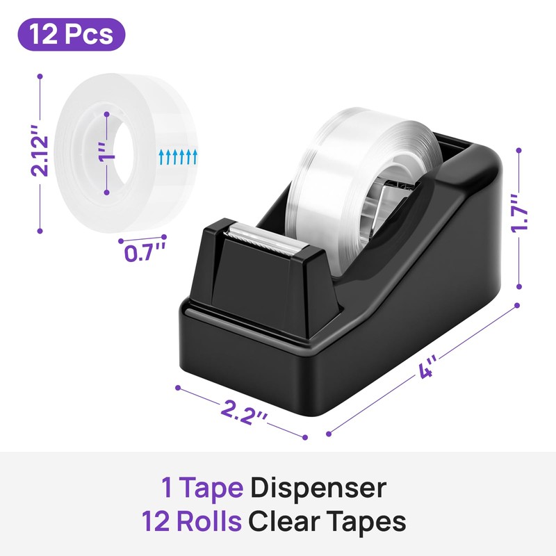 JEFURE Desktop Tape Dispenser, Lightweight Tape Holder with 12 Rolls