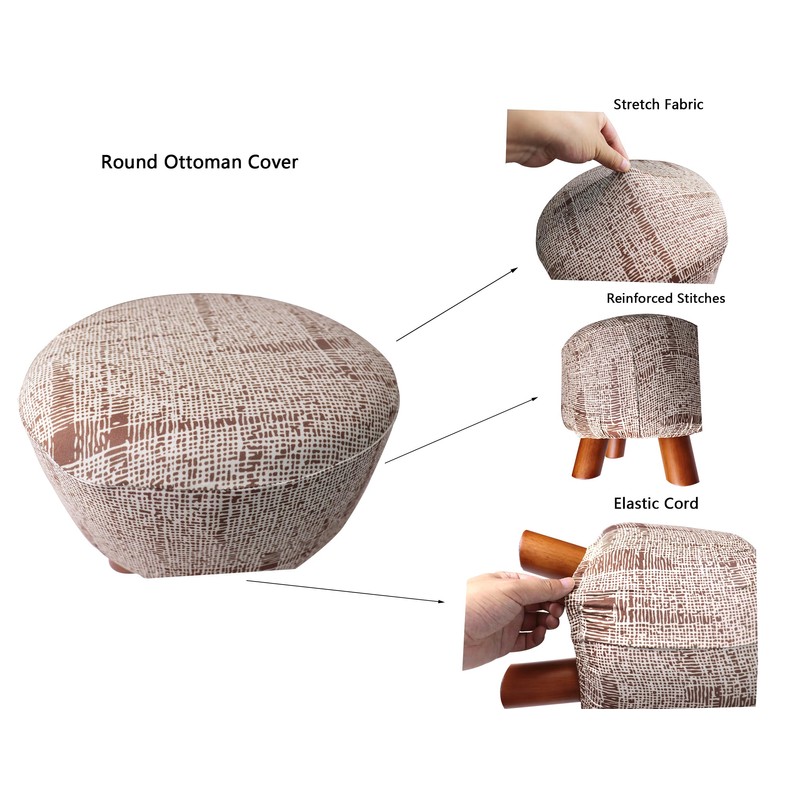Cornasee Stretch Round Ottoman Cover,Footstool Slipcover Storage Stool Furniture Protector