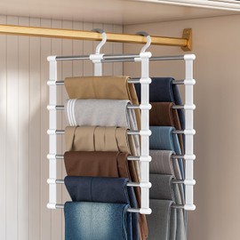 CTIME 2 Pack Stainless Steel Pants Hangers, Space Saving Closet Organizer