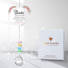 AZEEBOI Best Friend Birthday Gifts for Women, Bestie Gifts for Female Friend BFF Soul Sisters Work Bestie, Graduation Friendship Thank You Gifts, Sun Catcher with Crystals for Indoor Window Hanging