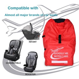 Hewjog Car Seat Travel Bag for Airplane, Carseat Cover for Air Travel for Infant Carriers Booster Convertible, Red