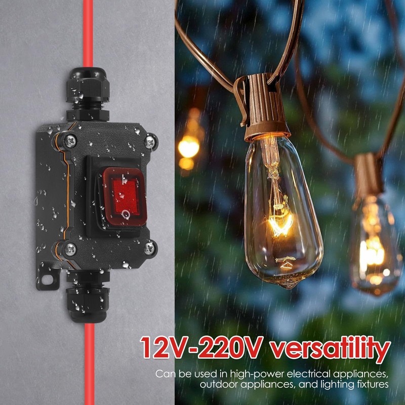 3PC 12V Waterproof Inline Power Switch Set-IP67 Weatherproof Inline Switch,10AWG