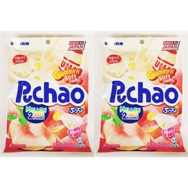 Gummy Soft Candy,Puchao Chewy Candy Yogurt Drink & Peach,3.53 Oz, 2 Pack