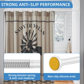 CorkLatta White Shower Curtain Rod,1 Inch Diameter Stainless Steel Adjustable Spring Tension Rods 32 to 68",with Holders,Anti-Slip,Curtain Rods No Drilling(1 Pack)