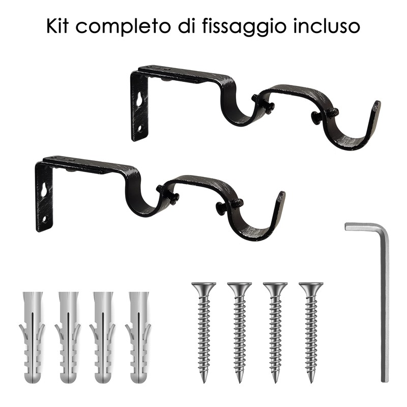 GIRASOLE HOME® 2 x Adjustable Double Curtain Pole Brackets for