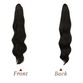 FESHFEN Ponytail Extensions 20 inch Long Wave Ponytail Claw Clip in Pony Tail Hair Extensions Wavy Ponytails with Claw Clip Synthetic Hairpieces for Women Girls Natural Black