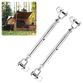 Jognee Pack of 2 M6 Turnbuckles 304 Stainless Steel Awning Tensioner 160 mm - 230 mm Turnbuckle Silver Rope Tensioner Rustproof Wire Tensioner Stainless Steel Tensioner Set for Sailboat Awnings