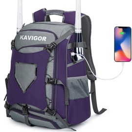 KAVIGOR Baseball Bag for Youth and Adult, Softball Backpack 50L Large Capacity, Equipment Backpack with Laptop Compartment and Charge Port