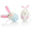 com-four® Easter Eggs in Bright Colours and Designs with Ribbon