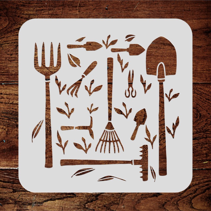 Garden Tools Stencil, 10 x 10 Inch (L) - Hoe