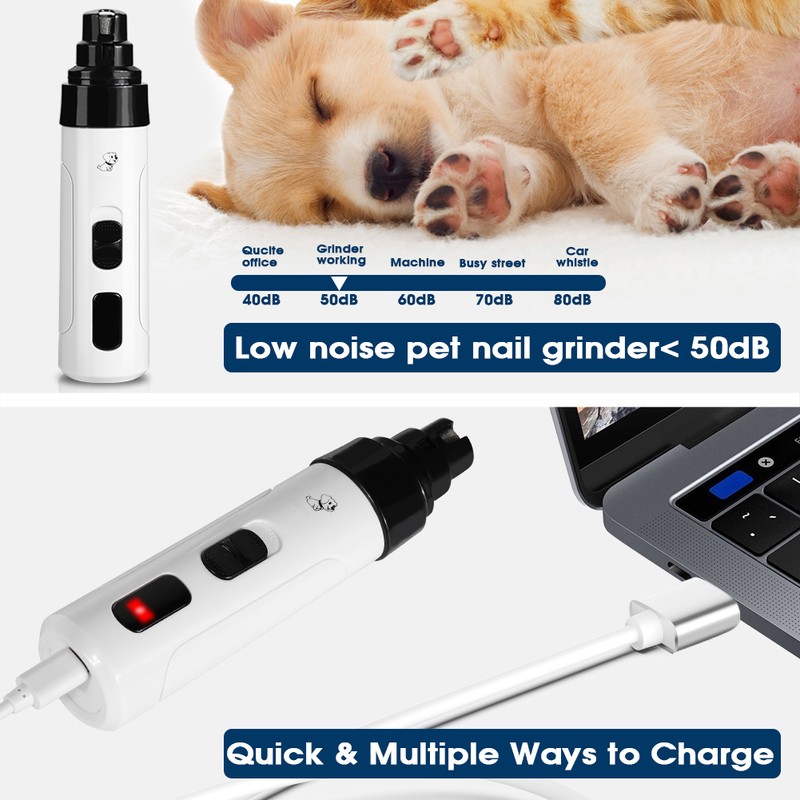 Pet Nail Grinder, Quiet Electric Nail Clipper with USB Rechargeable