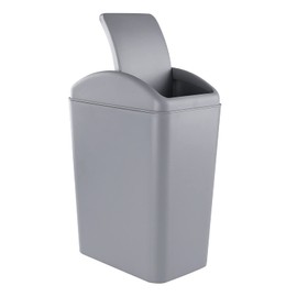 Innouse 16 L Plastic Garbage Can with Swing Lid, Gray Slim Office Bathroom Bedroom Trash Can