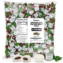 Bulk Chocolate Filled Mint Candy - 2 Pound Approx. 165 Pieces Individually Wrapped Hard Mints Candies with Smooth Chocolate Center For Office, Parties & Treats