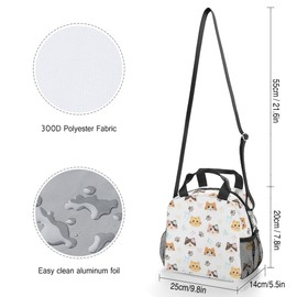 WOBAGMEN Lunch box Kids,Insulated Cat Lunch Bag Cute Small Reusable Leakproof Lunch Totebag With Shoulder Strap for Girls Boys Women School Work Picnic (beign)
