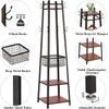 VECELO Coat Rack Freestanding,Hall Tree with Metal Basket and Storage